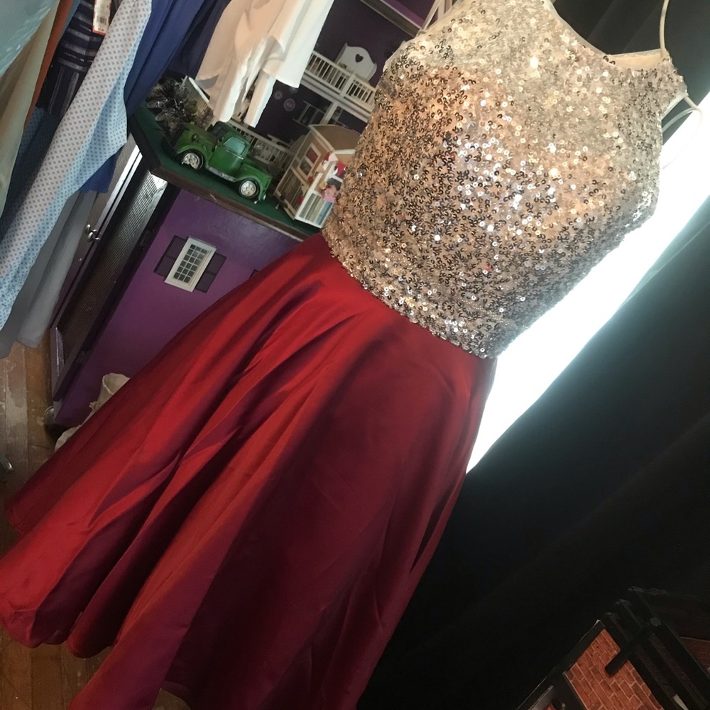 Tangfuti Sequence Open Back Satin Prom Dress